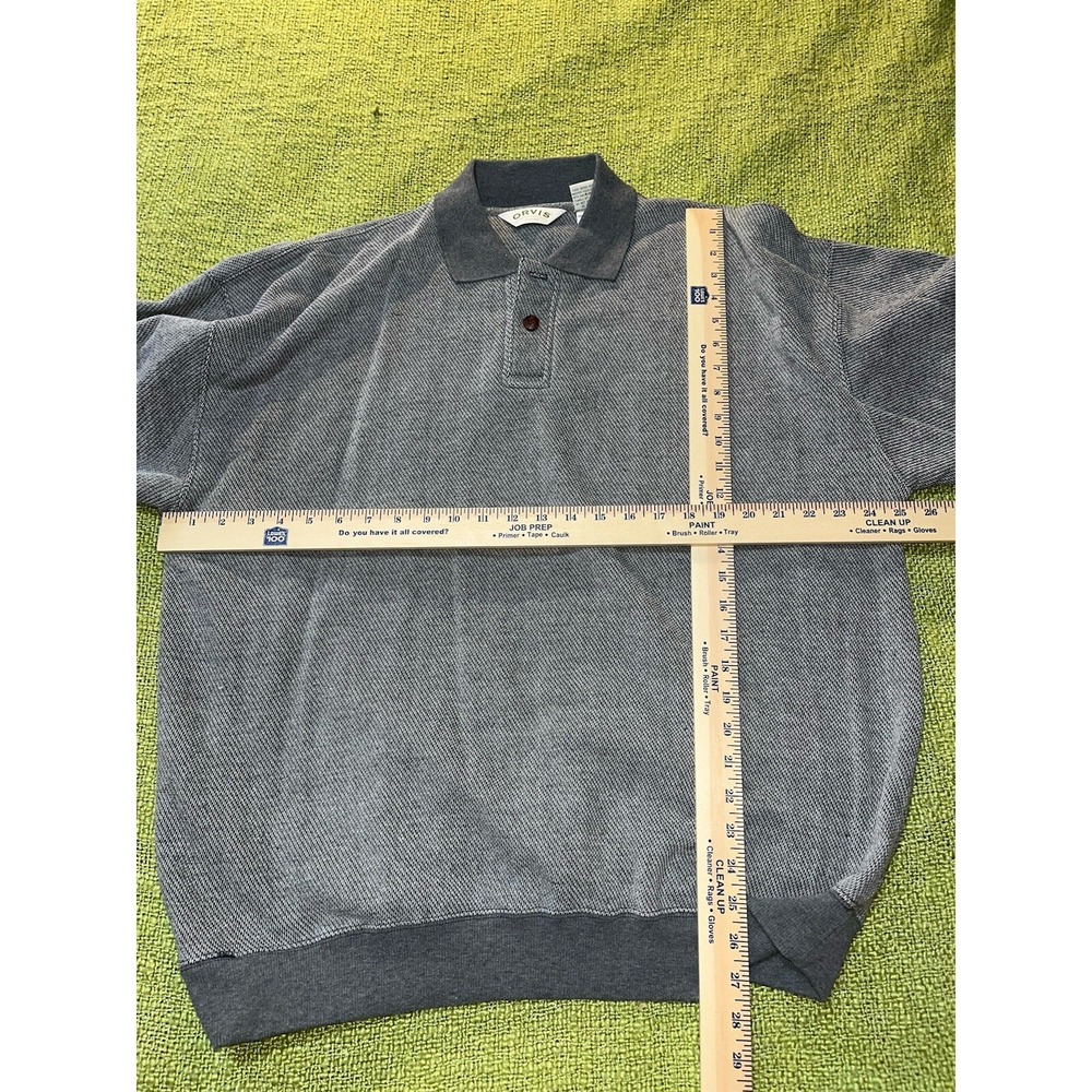 Orvis Sweater Gray Henley Knit Elbow Patches Casual Men Xl Knit Banded Waist - Picture 5 of 5